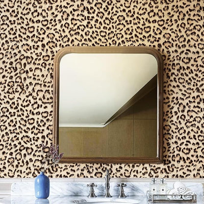 HueBurst Leopard Peel and Stick Wallpaper 17.3"x240" Cheetah Contact Paper Self Adhesive Brown Wallpaper Removable Waterproof Art DIY Wall Paper for Bedroom Living Room (28.8sq.ft.)