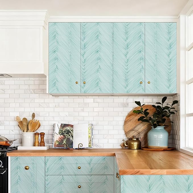 Modern Peel and Stick Wallpaper Boho Green Contact Paper 17.3"x 120" Self-Adhesive Waterproof Neutral Wallpaper Vinyl Roll for Bathroom Bedroom Cabinets Décor