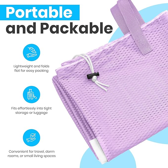 Handy Laundry Mesh Laundry Bag 24 x 36 Inches - Extra Large Heavy Duty Bag with Handles & Shoulder Strap, Breathable, Machine Washable for Dorm, Travel, Bedding & Storage - Purple