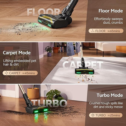 Ultenic Cordless Vacuum Cleaner, 600W 60KPA 65Mins Vacuum Cleaners for Home, Stick Vacuum Cordless with Touch Screen, Self-Standing, 180° Lay-Flat, Anti-Tangle Brush for All Floors/Pet Hair/Carpets