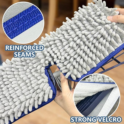 Double-Sided Mop Pads for O-Cedar ProMist MAX Spray Mop - Reusable Microfiber for Kitchen Bathroom Tile Cleaning - Washable Absorbent Chenille for Hardwood Laminate Floor Cleaning