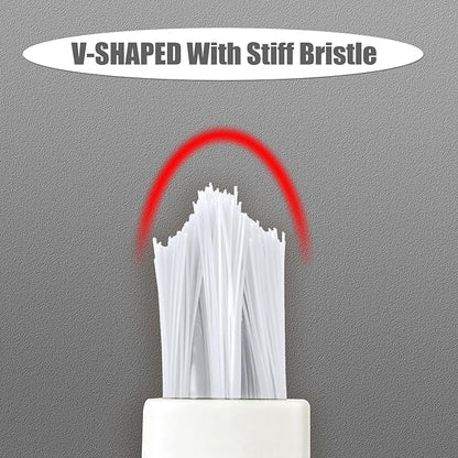 4pcs Grout Cleaner Brushes, V Shape Stiff Bristle Crevice Cleaning Brush Shower Scrub Tool for Tile Floors, Tracks, Door Slot, Bathroom, Kitchen, Windows (White)