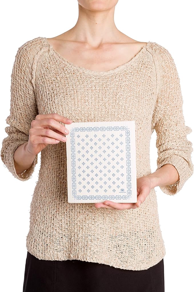 Redecker Reusable Cellulose Dishcloth, Set of 2, Eco-Friendly and Biodegradable Sponge Cleaning Cloths, Machine Washable, Durable, Absorbent, No Odor, Made in Germany