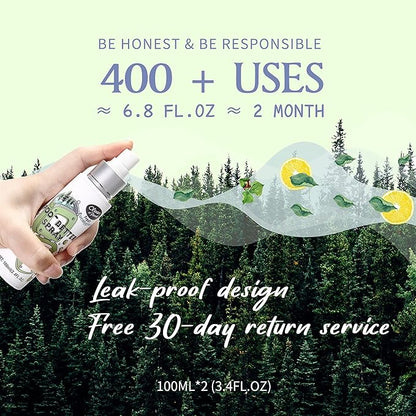 Clean-n-Fresh Toilet Spray, Poop Spray Eucalyptus Scent, 100% Natural Plant Essential Oil Bathroom Air Fresheners Spray, 400 Plus Uses, Long Lasting Odor Eliminator, 2 Pack
