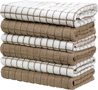 Bumble Kitchen Towels (6 Pack) | 16" x 28" | 100% Cotton Dish Towels for Kitchen | 380 GSM | Soft, Highly Absorbent & Durable Dish Towels with Hanging Loop | Tan