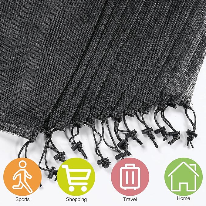 13"X15.5" 6Pcs Mesh Laundry Drawstring Bag Nylon Drawstring Gym Bag with Cord Lock Closure