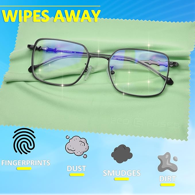 Eco-Fused Microfiber Cleaning Cloths - 12 Pack - Ideal for Cleaning Glasses, Spectacles, Camera Lenses, iPad, Tablets, Smartphones, iPhone, Android Phones, Laptops, LCD Screens