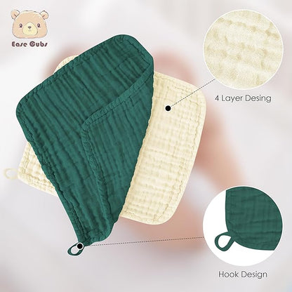 12 Pack Muslin Washcloths for Baby - 100% Cotton Baby Wash Cloths for or Baby Face Body Comfy and Soft for Newborn Infants Kids Girls and Boys - 12"x12" - Ivory, Slate and Emerald Series