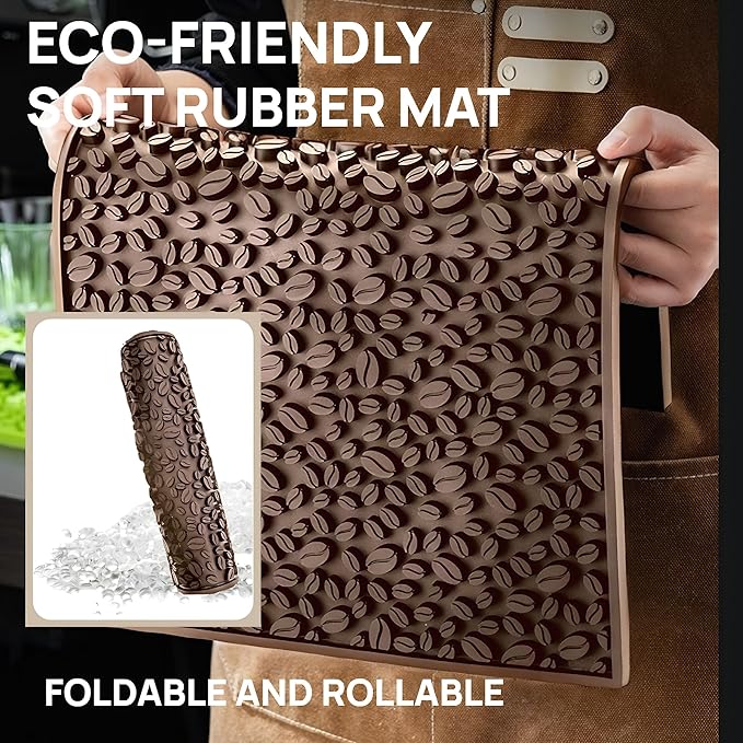 Bar Mats for Countertops, Heavy Duty Rubber Mat, 3D Coffee Bean Coffee Bar Mat, Dish Drying Mat for Kitchen, Restaurant, Coffee Bar Essentials, Non-Slip Drip Tray Mat(Coffee,18"x12")