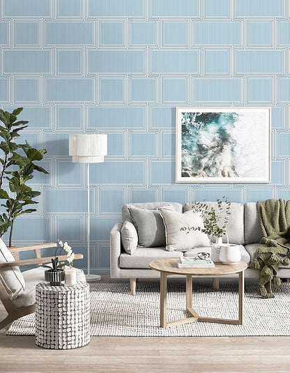 Guvana Peel and Stick Wallpaper Blue and White Contact Paper Modern Wall Paper Geometric Striped Removable Self Adhesive Wallpaper for Bathroom Bedroom Covering Accent Wall Vinyl Rolls 78.7"x17.3"