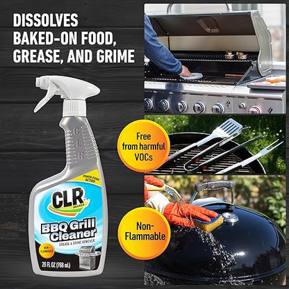 CLR Brands Grill Cleaner and Degreaser Spray, 26 oz. Bottle, BBQ Cleaner Removes Burnt Food, Grease and Grime from Grates and Racks, Pellet and Electric Smokers