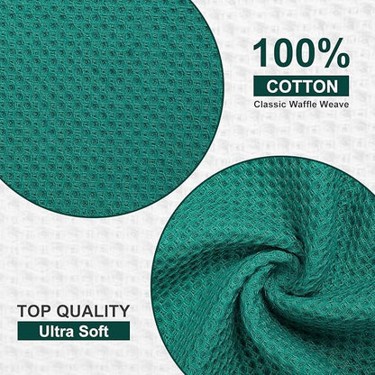Kitinjoy 100% Cotton Kitchen Dish Cloths (12 X 12 Inches, Teal), 6 Pack Waffle Weave Ultra Soft Absorbent Dish Towels for Drying Dishes Quick Drying Kitchen Towels Dish Rags