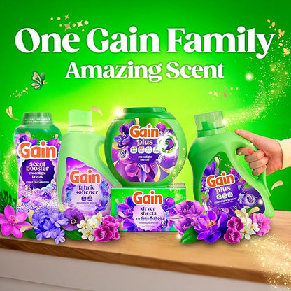 Gain Plus Flings Liquid Laundry Detergent Pods, Gain's Best Clean, All-In-One Pacs, Moonlight Breeze Scent, 45-Count