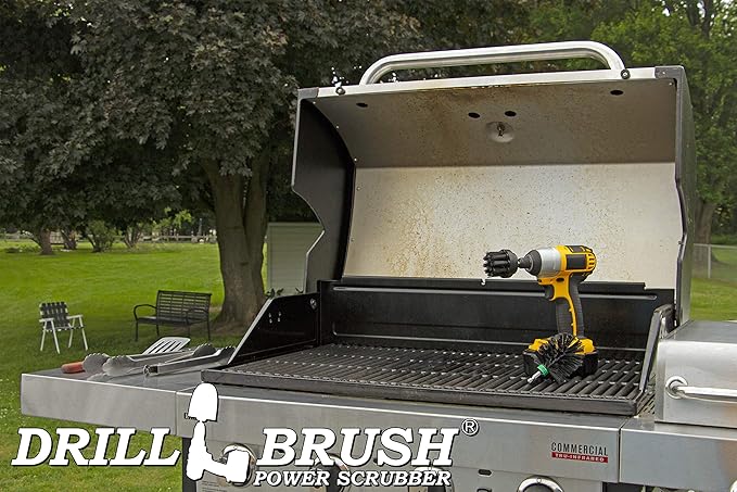 Industrial Ultra Stiff Nylon Brush - BBQ Grill Cleaning Supplies - Rust and Hard Water Stain Removal for Concrete, Brick and Morter, Deck, Grate, Griddle, Metal, Pellet Smoker, Fireplace, and Furnace