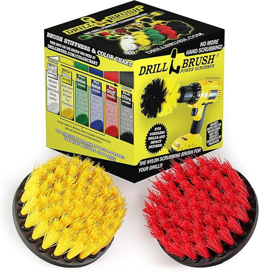 Bathroom Accessories - Shower Curtain - Bath Mat - Drill Brush - Spin Brush Scrub Kit - Grout Cleaner - Concrete Bird Bath, Benches, Statuary - Hard Water, Calcium, Mineral Deposits, Soap Scum, Rust