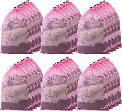 Berlune Large Mesh Laundry Bags, 24 x 36 Inch Bulk Wash Set with Drawstring for Commercial Use, Dorms, Vacation Rentals, Laundromats, Apartments & Facilities(Pink,30)