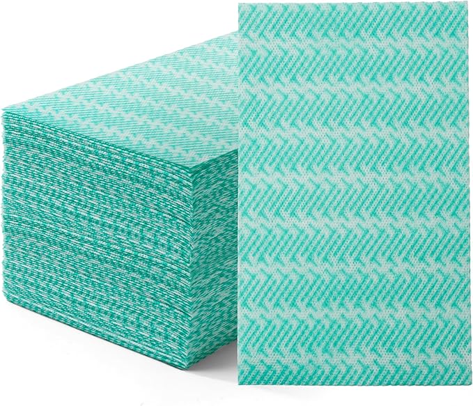 Handi Wipes Reusable Cloths Disposable Cleaning Towels Dry Kitchen Wipes Reusable Dish Towel Washcloths Dry Fast Multi-Purpose Heavy Duty Towels, Thick and Absorbnet 50 Count/Pack, Green (Green50)