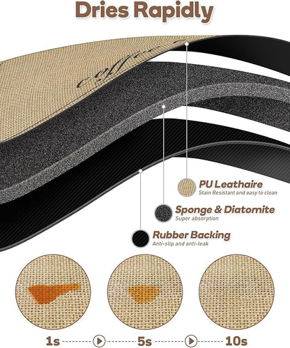SUEH DESIGN Coffee Mat, Absorbent Dish Drying Mat 19.6 x 11.8 in Quick Dry Coffee Mat Large Drying Mats for Kitchen Counter Coffee Bar, Coffee Bar