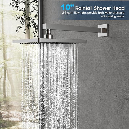 Gabrylly Shower System, Shower Faucets Sets Complete for Bathroom with High Pressure 10" Rain Shower and Handheld Shower, 2 Way Shower Valve Kit, Chrome