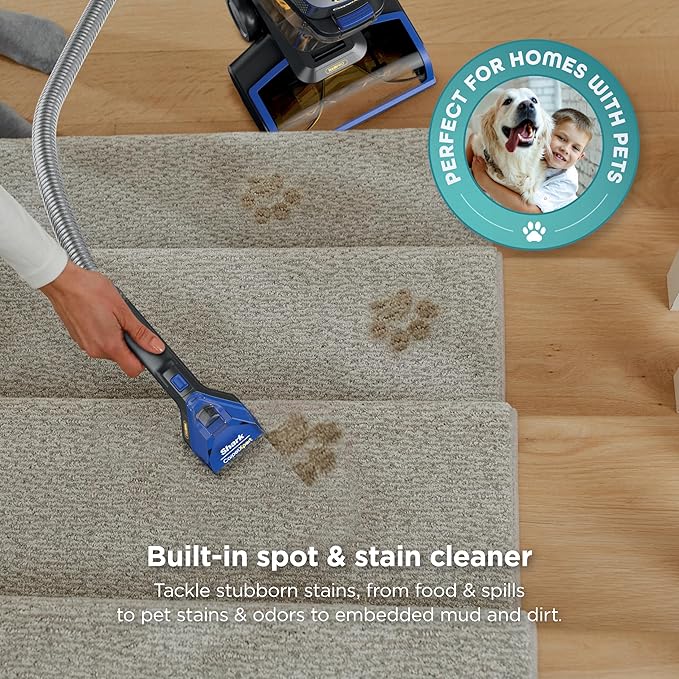 Shark CarpetXpert HairPro | Upright Carpet, Area Rug & Upholstery Cleaner | Carpet Shampooer | Handheld Spot & Stain Eliminator | Pet Hair Pickup & Odor Removal | 2 Cleaning Tools | Cobalt | EX251BRN