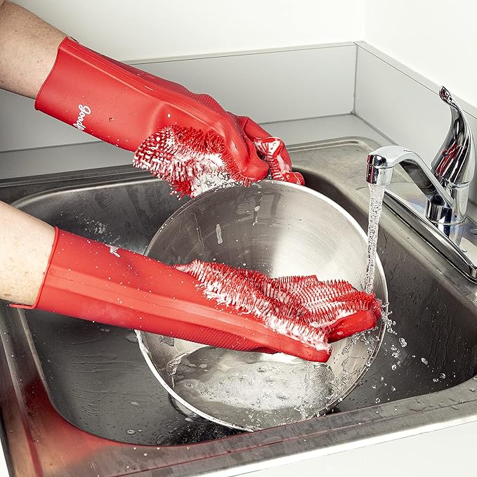 Goodful Silicone Kitchen Rubber Gloves, Oversized, Reusable, Waterproof