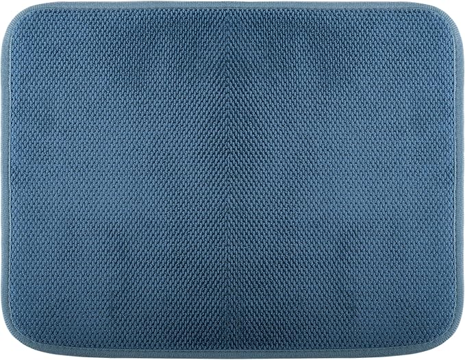 Dish Drying Mat, Microfiber Ultra-Absorbent Kitchen Counter Mat, Ideal Dish Drying Pad for Dishes, Utensils, Pots, and Pans, Blue, Small - 16"x12" (40x30cm).