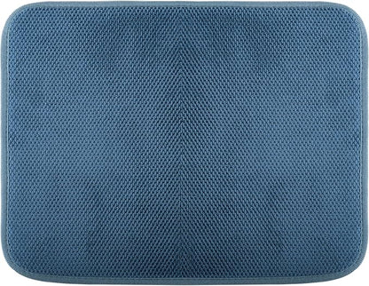 Dish Drying Mat, Microfiber Ultra-Absorbent Kitchen Counter Mat, Ideal Dish Drying Pad for Dishes, Utensils, Pots, and Pans, Blue, Small - 16"x12" (40x30cm).