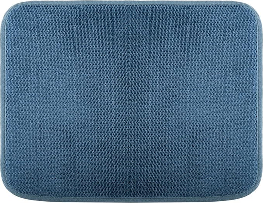 Dish Drying Mat, Microfiber Ultra-Absorbent Kitchen Counter Mat, Ideal Dish Drying Pad for Dishes, Utensils, Pots, and Pans, Blue, Small - 16"x12" (40x30cm).