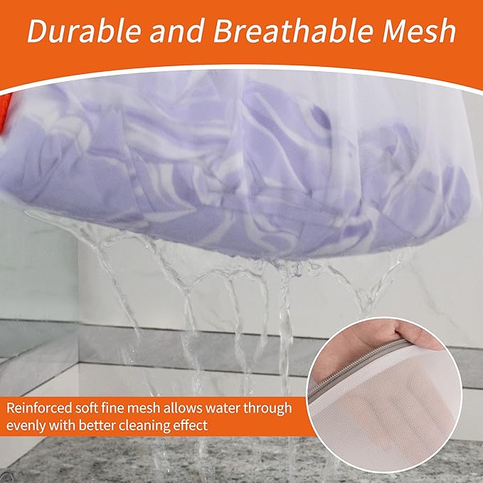 Polecasa 2Pcs 24 x 24 Inches Extra Durable Mesh Laundry Bags with Sturdy Zipper for Delicates, Laundry Room Essentials for College, Dorm(2 X-Large)
