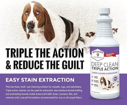 Stuart Pet Supply Co. Professional Strength Deep Clean (Gal.) 3X Carpet Cleaner Solution & Deodorizer, Concentrated Encapsulating Carpet Shampoo, Pet Odor & Dirty Carpet Cleaning Solution 128 fl oz.