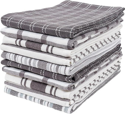 KAF Home Assorted Flat Kitchen Towels - Set of 10, 18 x 28 Inch (Gray)