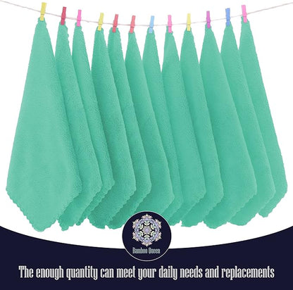 16 Pack Baby Washcloths - 10x10 Inch, Coral Fleece - Extra Absorbent and Soft Wash Clothes for Newborns, Infants and Toddlers - Suitable for Sensitive Skin and New Born - Baby Shower - Aqua Green