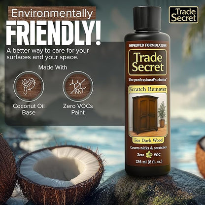 Trade Secret Scratch Concealer for Real Wood Furniture & Floors – Restores Dark Wood Scratch, Covers Nicks, Scuffs & Dogs, Cats Scratches, Marks, Minor Defects