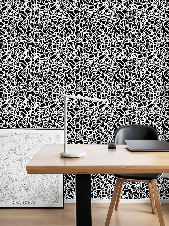 Ismoon 17.3"x118" Peel and Stick Wallpaper Black and White Contact Paper Black Modern Striped Removable Self-Adhesive Wall Paper Renter Friendly Wallpaper for Bathroom Bedroom Cabinets Decor Vinyl