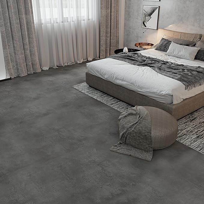 3yecao 24"×197" Thick Dark Grey Black Concrete Wallpaper Waterproof Charcoal Gray Cement Wallpaper Peel and Stick Matte Textured Self Adhesive Concrete Contact Paper for Bedroom Gym Living Room Walls