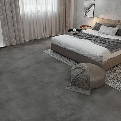 3yecao 24"×197" Thick Dark Grey Black Concrete Wallpaper Waterproof Charcoal Gray Cement Wallpaper Peel and Stick Matte Textured Self Adhesive Concrete Contact Paper for Bedroom Gym Living Room Walls