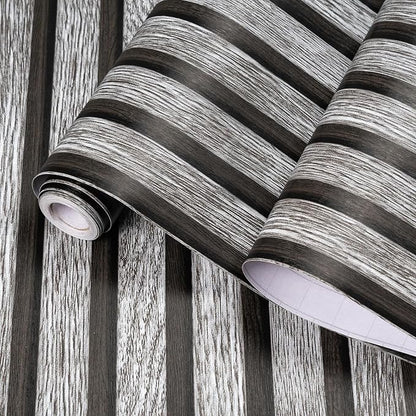 Yun-aeon Natural Wood Peel and Stick Wallpaper Grey Wood Slats - 17.3"x 120" Self-Adhesive Waterproof Vinyl Removable Wall Paper for Wall Decor Bedroom