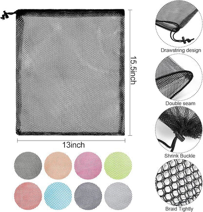 iMucci 13"X15.5" 24Pcs Mesh Laundry Drawstring Bag Nylon Drawstring Gym Bag with Cord Lock Closure