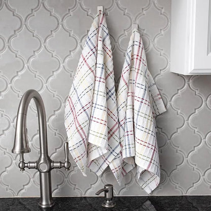Ritz Royale Collection 100% Combed Terry Cotton, Highly Absorbent, Oversized, Checked Kitchen Towel Set, 28" x 18", 2-Pack, Paprika Red