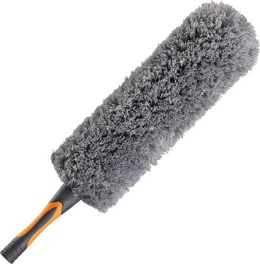 Microfiber Feather Duster // Flexible Feather Duster Brush Head with Hand-Grip // Fits All Extension Poles with Standard US Acme Thread // Best Flex-and-Stay Feather Duster (Pole Sold Separately)