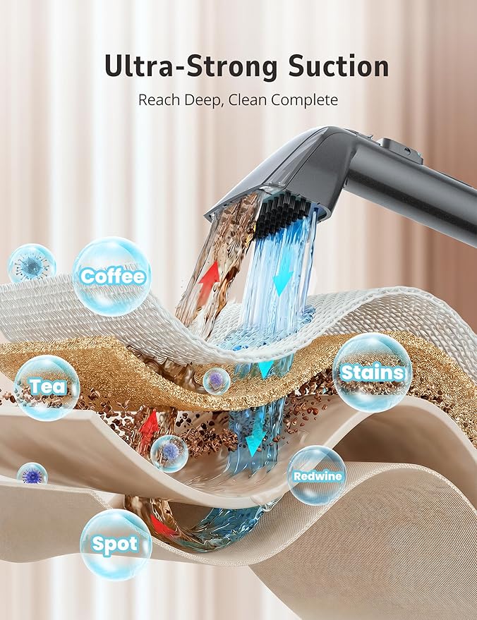 Carpet & Upholstery Cleaner Machine,20KPA Multifunctional Spot Cleaner,Professional Steamer,9 Brushes, 1.7L Water Tank,300 ML Cleaning Solution,for Carpet,Sofa,Pet Stains,Mattress,Furniture,Car