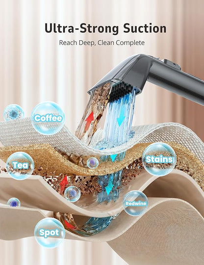 Carpet & Upholstery Cleaner Machine,20KPA Multifunctional Spot Cleaner,Professional Steamer,9 Brushes, 1.7L Water Tank,300 ML Cleaning Solution,for Carpet,Sofa,Pet Stains,Mattress,Furniture,Car