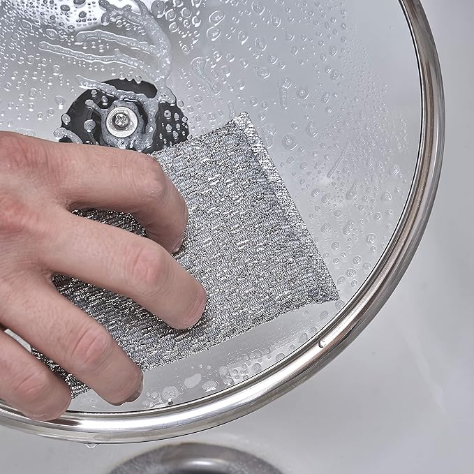 Gold and Silver Kitchen Sponge Scrubber, Heavy Duty Metallic Sink, Pot, Dish Washing Scrubber Non-Scratch, Non-Metal, Kosher Sponge, Pack of 4 (Superio)