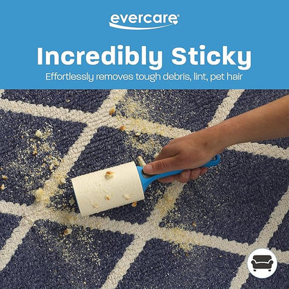 Evercare Extreme Giant Stick Lint Roller with Straight Handle Manual Lint Stick, 70 Sheets, Blue