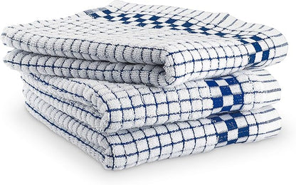 XLNT Highly Absorbent Kitchen Dish Towels 100% Cotton 18x28 inch – Ultra-Thick Dishcloths – Premium Weave for Drying & Cleaning – Soft, Durable & Lint-Free – Pack of 6 Blue