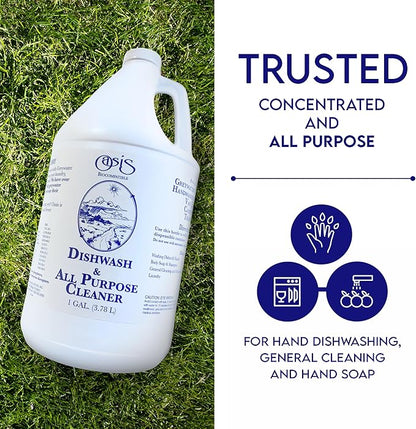 Oasis Biocompatible Dish Soap Liquid & All Purpose Cleaner - Reuse Greywater for Plants - Clean, Safe, Concentrated, Grey Water Friendly, Sodium-Free, Biodegrades Into Plant Nutrients - 1 Gallon