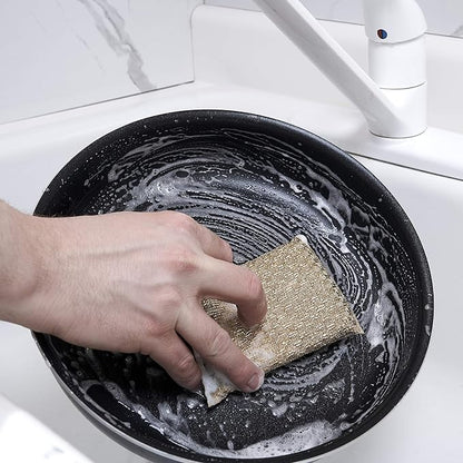 Kitchen Sponge Scrubber, Heavy Duty, Hand Friendly Scouring Sponge for Sink, Pot, Dish Washing Scrubber Non-Scratch, Kosher Sponge, by Superio (Silver-Gold)