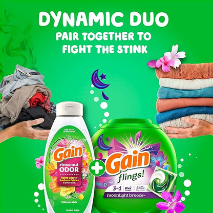 Gain Flings Laundry Detergent Pacs, 102 Count, Moonlight Breeze Scent, with Odor Defense, concentrated laundry soap pacs