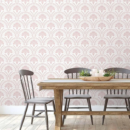 Timeet 17 in × 197 in Boho Peel and Stick Wallpaper Pink Floral Contact Paper White Pink Flower Wallpaper Removable Self Adhesive for Cabinet Bathroom Waterproof