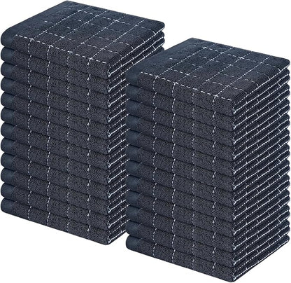 Homaxy 100% Cotton Terry Kitchen Dish Cloths, Ultra Soft and Absorbent Dish Towels for Kitchen, Suitable for Drying and Washing Dishes, 24 Pack, 12 x 12 Inches, Dark Grey